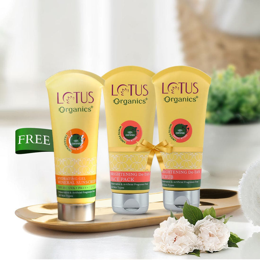 Brightening De-tan Kit with Free sunscreen - Lotus Organics