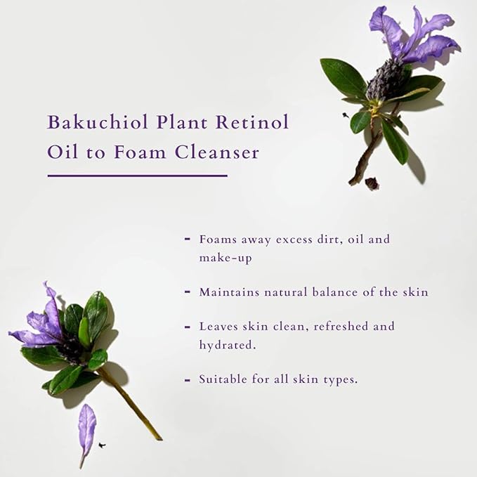 Lotus Bakuchiol Plant Retinol Oil to Foam Cleanser